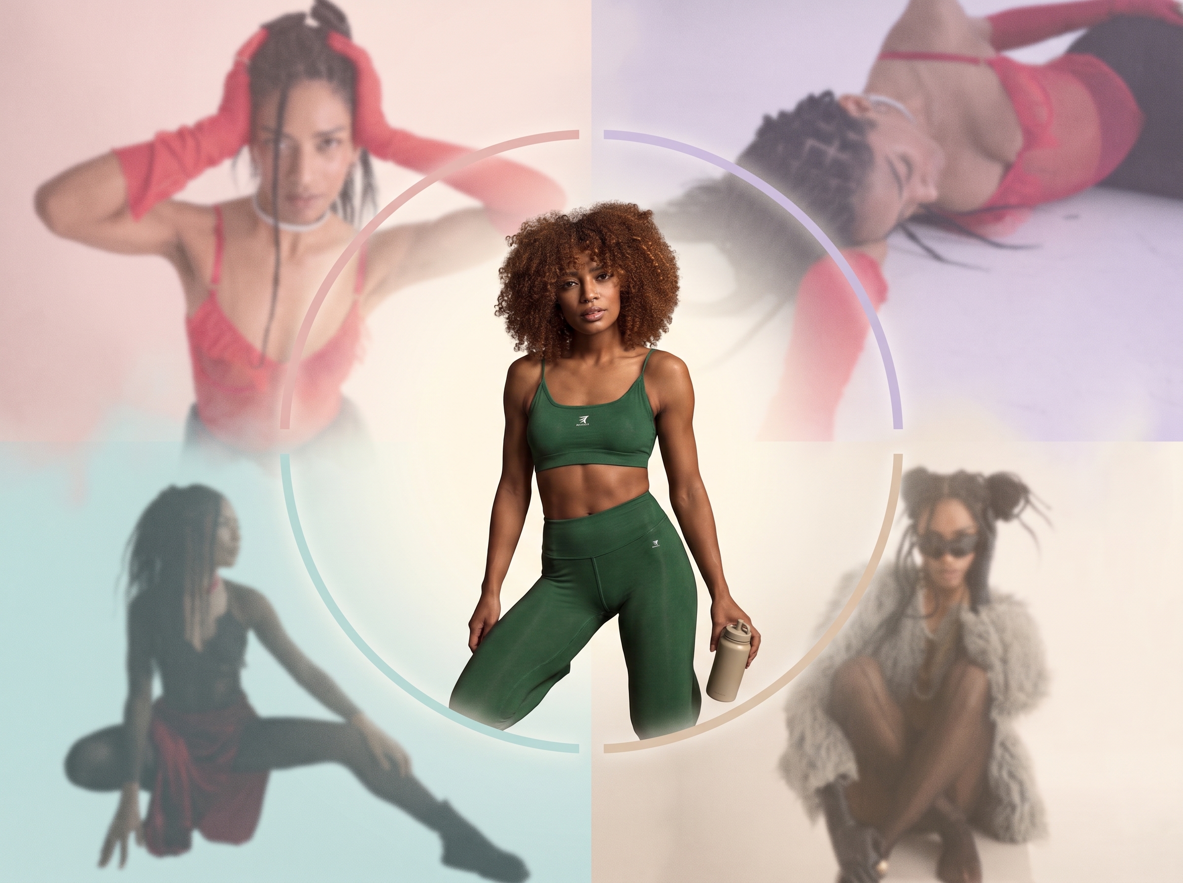 Editorial collage of women training across the phases of their cycle